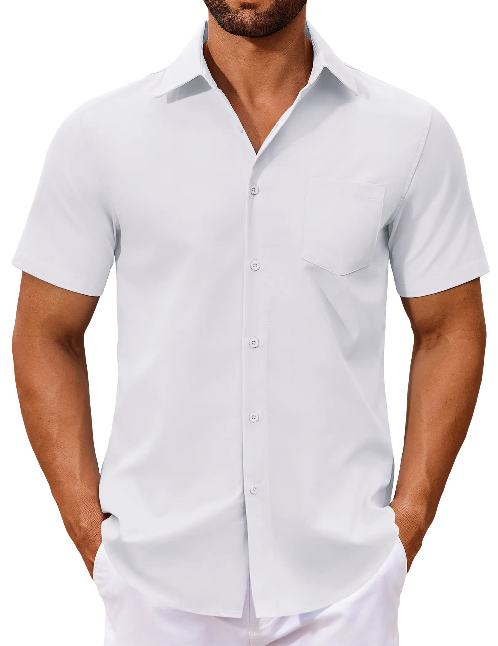 COOFANDY Men's Button Down Shirts Short Sleeve Casual Dress Shirts Untucked Summer Shirt with Pocket