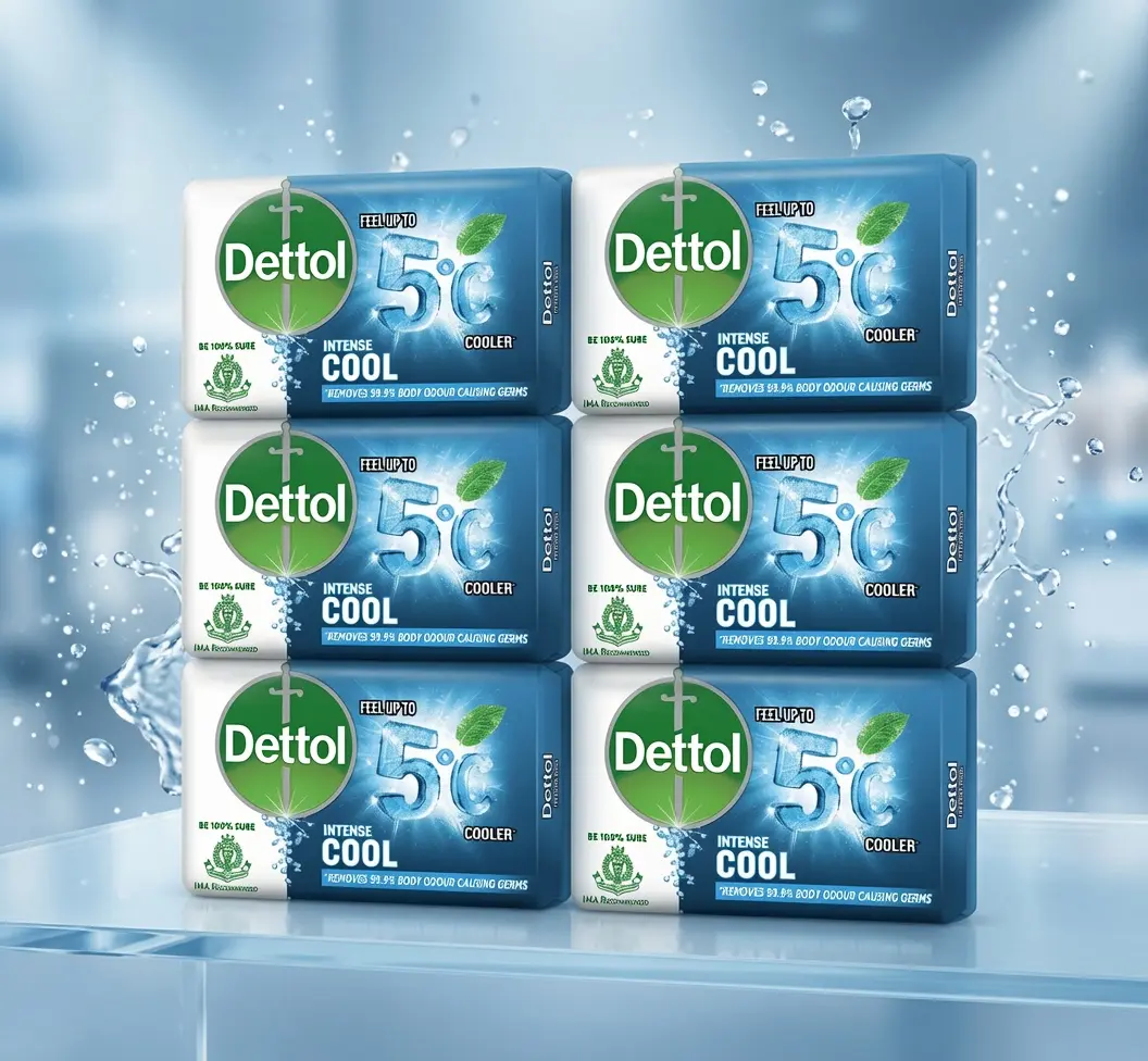 Dettol Cool Antibacterial Bar Soap with Refreshing Germ Protection, Moisturizing Body Cleanser, Pack of 6, 100g Each, Skin Routine, Healthy, Antibacterial Care, 6 Bars