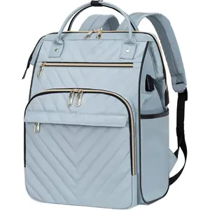 17 Inch Laptop Backpack for Women Men Fashion Computer Work Bag, Large Capacity , with USB Port & RFID Pockets, College Daypack Business Travel Backpack, Light Blue