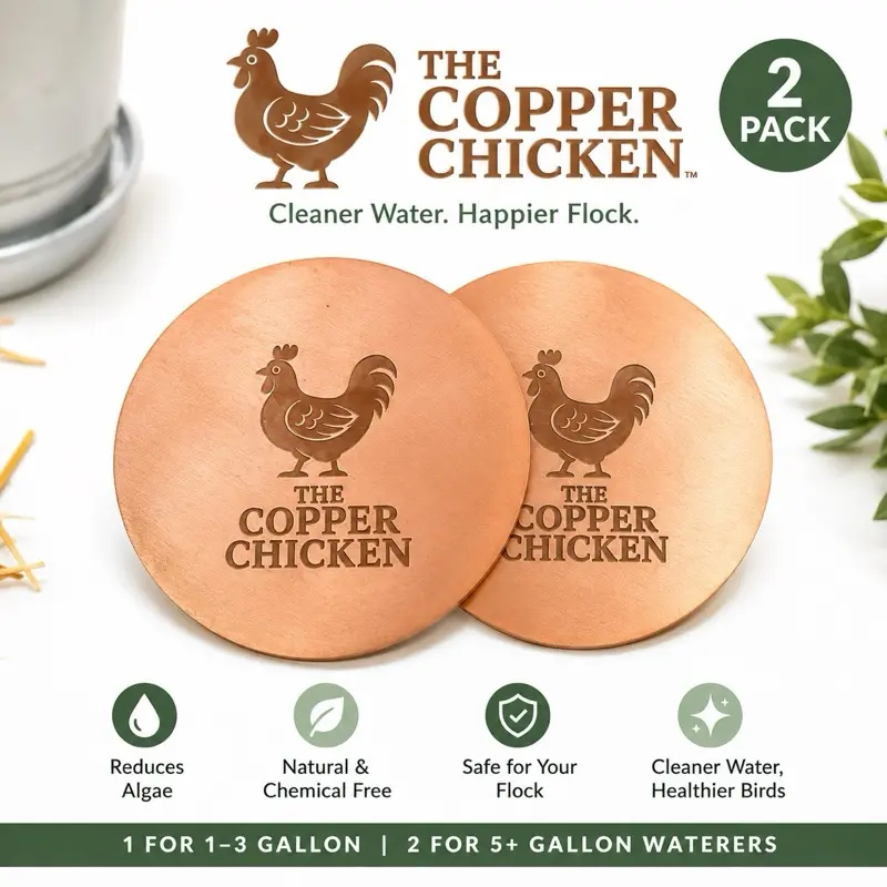 The Copper Chicken – 2 PACK - Copper Coin for Chicken Waterers | Helps Reduce Slime & Keep Water Cleaner