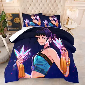 Magical Sparkle 2/3pcs Comforter Set with Turquoise Crop Top - Style Pattern, Perfect for Festive Vibes, Skin - Friendly, Coreless Pillowcases Included