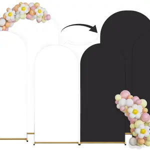 Balloon Arch Kit, 3 Counts/set Retractable Fabric Backdrop, Double-sided Curved Brackets, Round Top Cloth Cover Suitable for Birthday Party Decorations