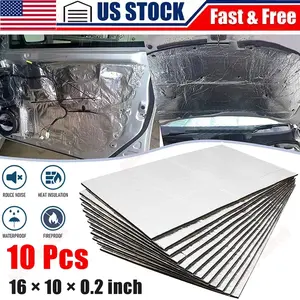 10pcs 16"x10" Automotive Sound Deadening Mats  - Noise Insulation & Heat Preservation Material - for Car Hood, Doors, Trunk Lid, Bulkhead, Floor & Roof