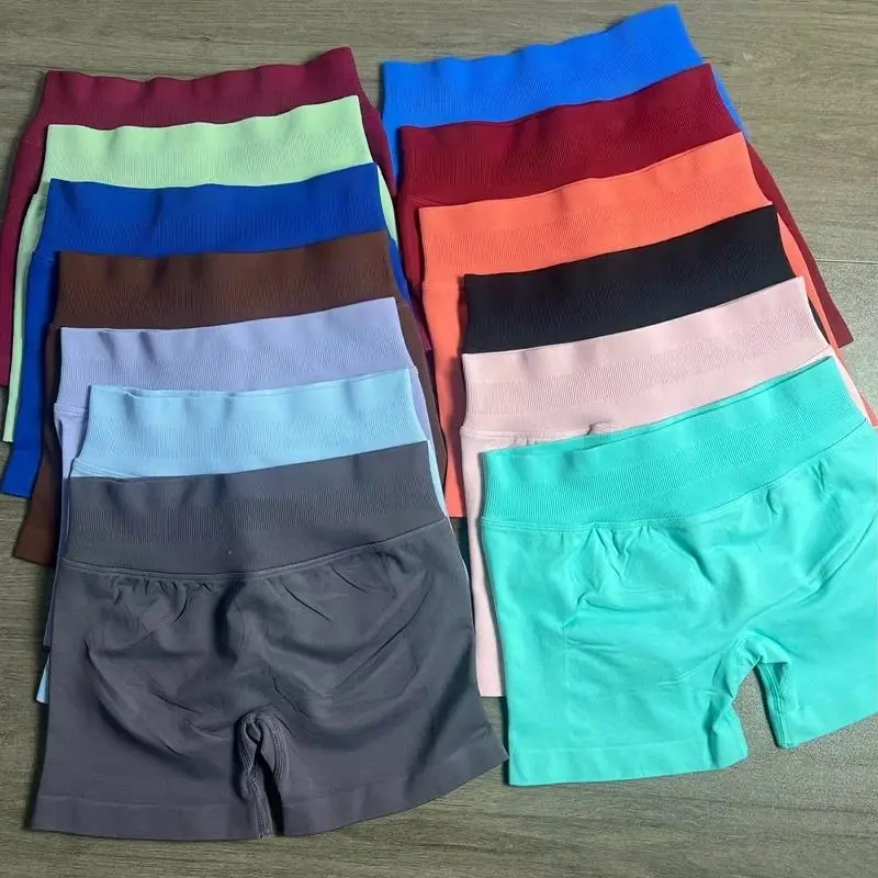 Impact Shorts with Logo Low Waist Seamless Yoga Shorts Scrunch Bum Gym Shorts Workout Biker Shorts Stretch Fitness Clothing Shorts