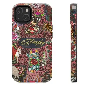 Retro Ed Hardy rugged phone case design, compatible with iPhone 17/16/15/14/13/12/11 Pro Max/Plus and Samsung Galaxy S23FE/22/23/24/25.