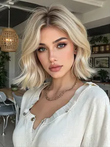 Topshe Blonde Bob Wig with Scandinavian Hairline Mono Top Human Hair Wigs
