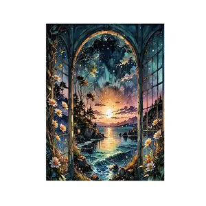 Beach Garden Paint by Numbers Kit, 16x20 Inch DIY Acrylic Painting Set for Beginner Friendly, Unframed Handcrafted Wall Art for Home Decor and Gifts