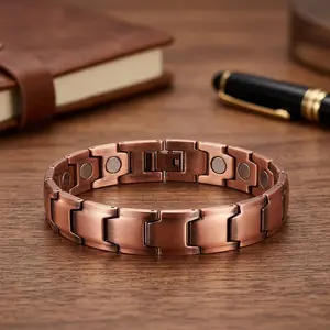 Magnetic Copper Bracelet for Unisex Adults, Link Style Wellness Jewelry with 3500 Gauss Magnets and Anti-Static Therapy