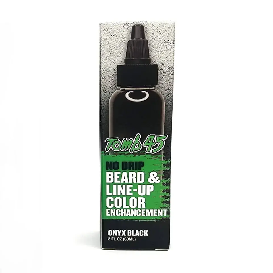 TOMB45 No Drip Beard & Hairline Color Enhancer Onyx Black 2oz Temporary Hair Color Spray for Sharp Line Up Fuller Look