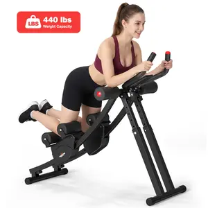 RELIFE Dual Track Adjustable Ab Trainer with LCD Display, 440LBS Foldable Home Exercise Equipment for All Levels Daily Indoor Workout