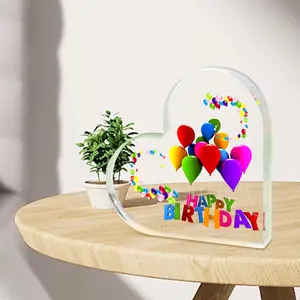 Heart Shaped Balloon Design Acrylic Ornament, Colorful Balloon Decorative Ornament, Desktop Decoration for Home Office, Gift for Friends & Family, Room Decor