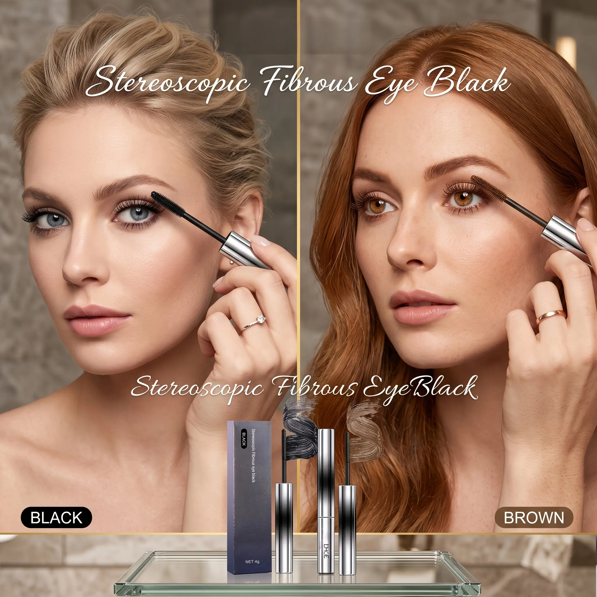 Volumizing Fiber Mascara, Black and Brown, Natural, Lightweight, Y, and Easy to Apply for a Beautiful Everyday Eye Makeup Look, Smudge-Proof and Convenient Mascara, Gift, 4g