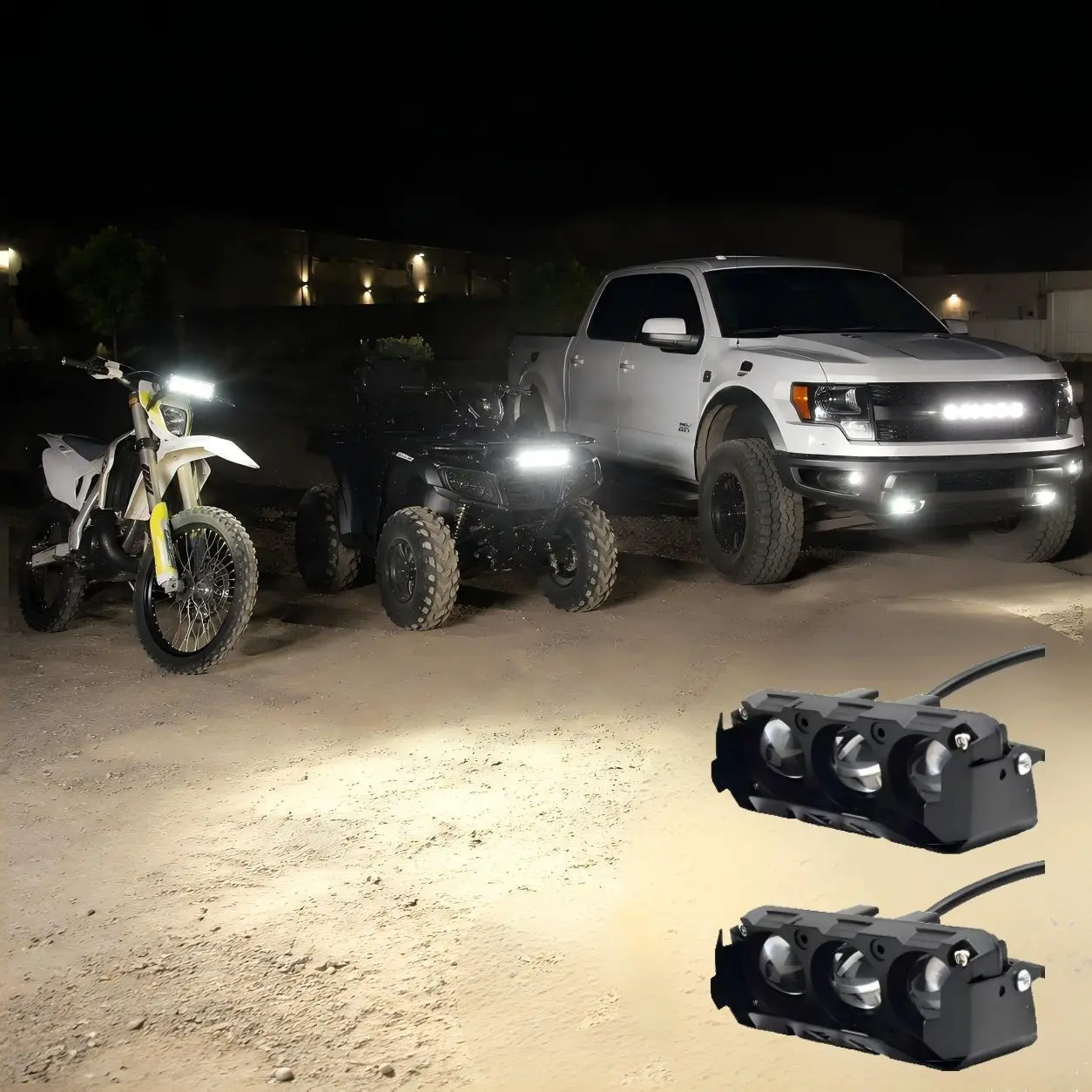 Motorcycle LED Spotlights - Dual-Color Hi/Low Beam Fog Lamps for Fog Conditions, Weather Resistant Mini Lens Lights, 12/24V LED Driving Lights for Cars,、ATV、Trucks、 Motorcycle Led Spotlight