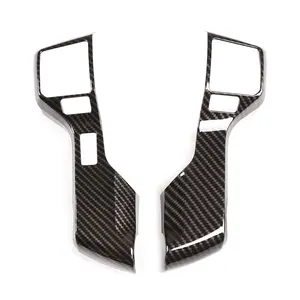 ABS Carbon Fiber Pattern Sport Red Steering Wheel Button Frame 2-piece Set for 2016-2022 Toyota Tacoma Tundra Mid-level Version Side Decals Vinyl Decals