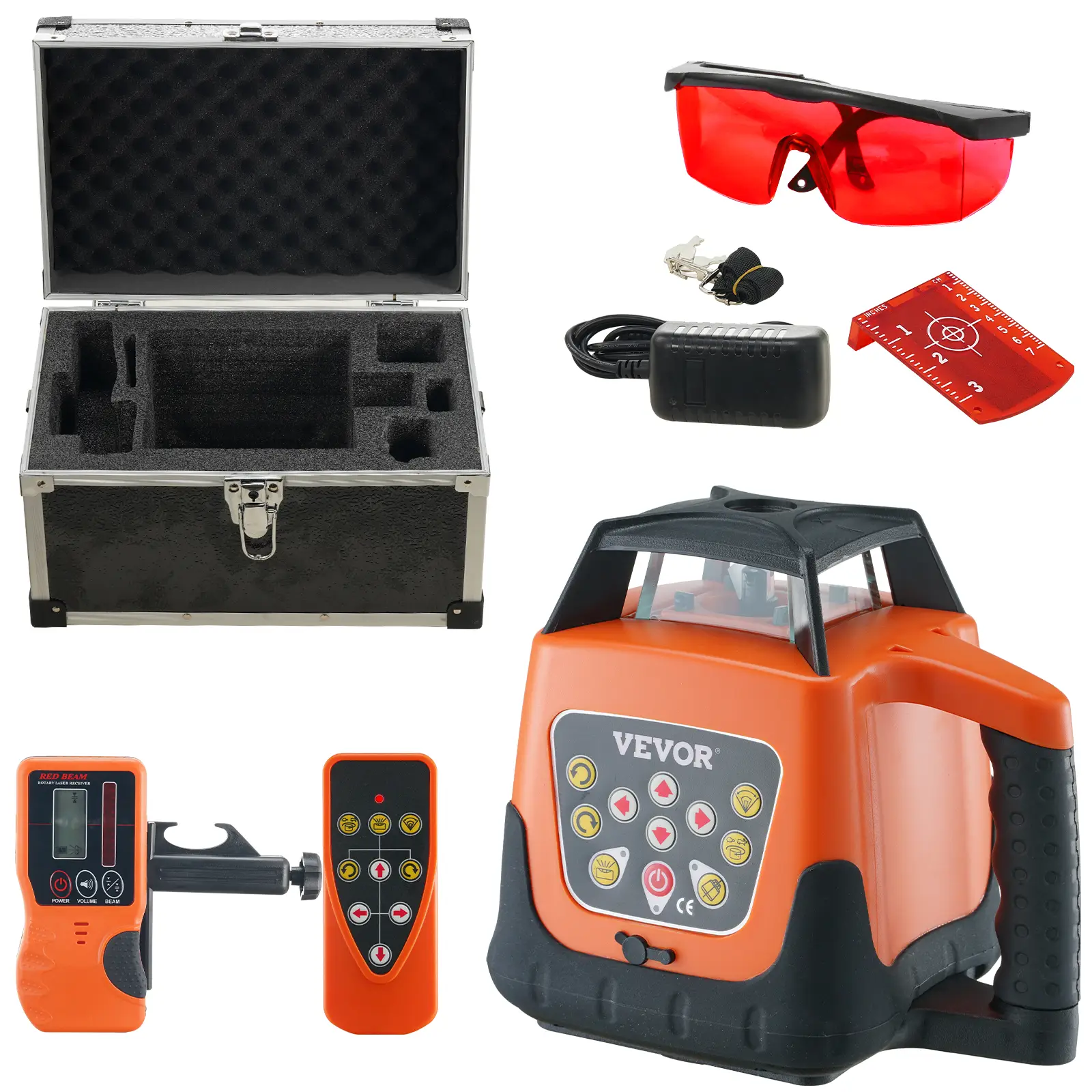 VEVOR Laser Level, 1650ft, 360 Degree Self Leveling Red Cross Line Laser, 5 Rotation Speeds & 4 Scanning Angles Adjustment, IP66 Waterproof Remote Con