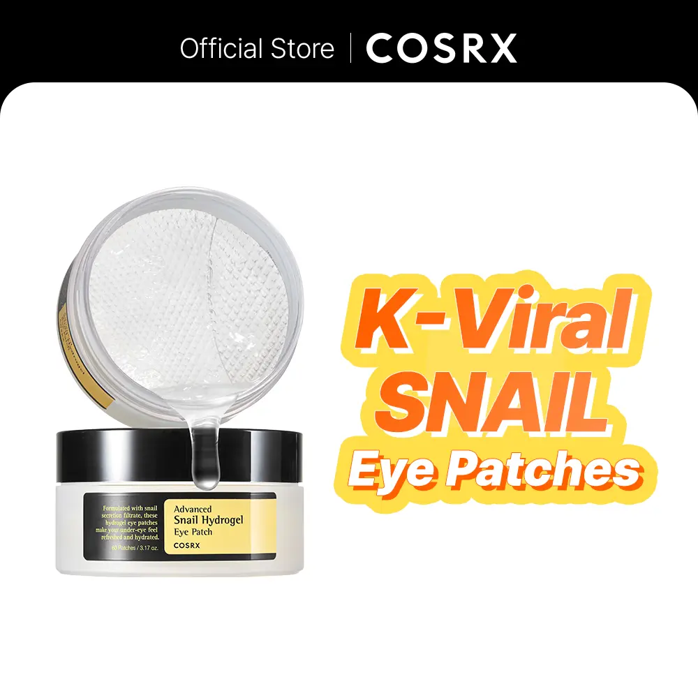 [COSRX Official] Baba de Caracol para tus Ojos |  Snail Eye Patch (60 patches) | El secreto coreano para tus ojeras | PLUMP FINE LINES WITH SNAIL MUCIN EYE PATCHES
