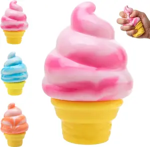 Ice Cream Squeeze Squishy, Ice Cream Cone Squishy, Slow Rise Sensory Fidget Toy, Easter Basket Stuffers Party Favors Summer Sensory Stress Relief