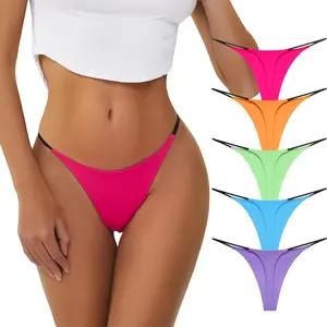 Sexy Underwear for Women Thong Low Rise G-String Panties 5-Pack Low Waist T Back String Underpants Gift for Women