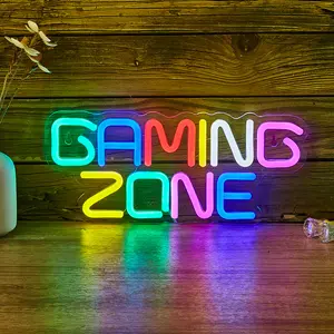 1PC Gaming Zone Game Room Decoration For Men Women, Party Decoration Atmosphere Light, Game Zone Neon Led Sign, Gaming Neon Signs for Wall Decor, Game Neon Lights Signs for Teen Boys,USB Powered in Bedroom, Gifts for Gamer  Fathers Day