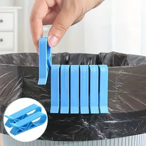 Blue Plastic Trash Can Clip, Practical Tool to Fix Garbage Bags, Lightweight Durable, Easy to Clean, Ideal for Office Waste Bins