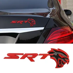 3D Abs Car Hellcat Leopard Head Srt Emblem Sticker, Rear Tail Trunk Decals, Badge Sticker for Dodge Srt, Charger, RAM, Challenger