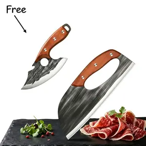 Buy 1 Get 1 Free Forged Kitchen Knife Set - Sharp Durable Meat Cleaver Chef Knife, Ergonomic Non-Slip Handle, Precision Cutting Bone Chopper Gift Box