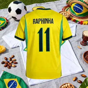 No.10 Neymar 2026 Home Yellow Away Blue No.11 Raphinha Short Sleeves Soccer Jerseys