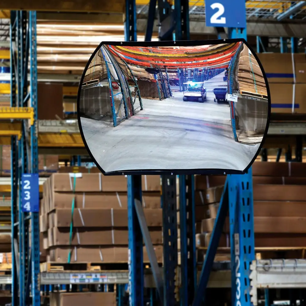 Global Industrial 670552 Safety Rectangular Acrylic Convex Mirror - Indoor, 24x36", 36 in. Width, 160-Deg Wide View, Durable Plastic Build, Bracket Mount Easy-to-Install Design