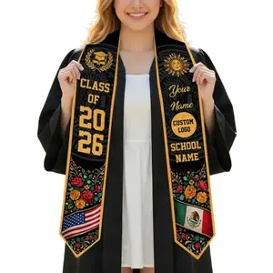 [HOT] Mexican Graduation Stole Class of 2026 Printed Sash, Custom Name School Stole, Mexico Flag Graduation Gift