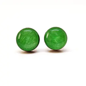Bright Jade Green Shimmer Stud Earrings by Candi Cove Designs