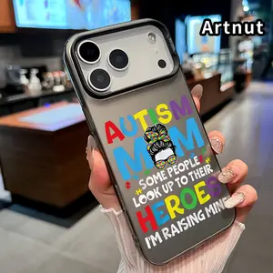 Hard PC Phone Case for iPhone 17 Pro Max 16 Plus 15 14 13 12 11 Air E Autism Mom Hero Pattened Soft Edge Anti-Drop Lightweight Back Cover Gift for boy girl