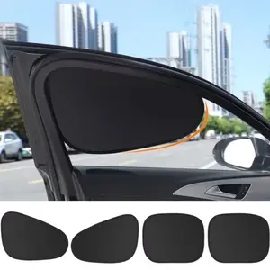 4pcs Car Front Windshield Side Window Sunshade Curtains, Electrostatic Adhesive Dark Transparent Film, UV Protection, Easy Install and Remove