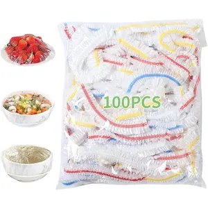Plastic Bowl Covers, 100 count PE  Grade  Covers, Elastic Bowl Covers for Bread Proofing,  Plate Dish Covers, Stretchable Fresh Keeping Bags for  Storage