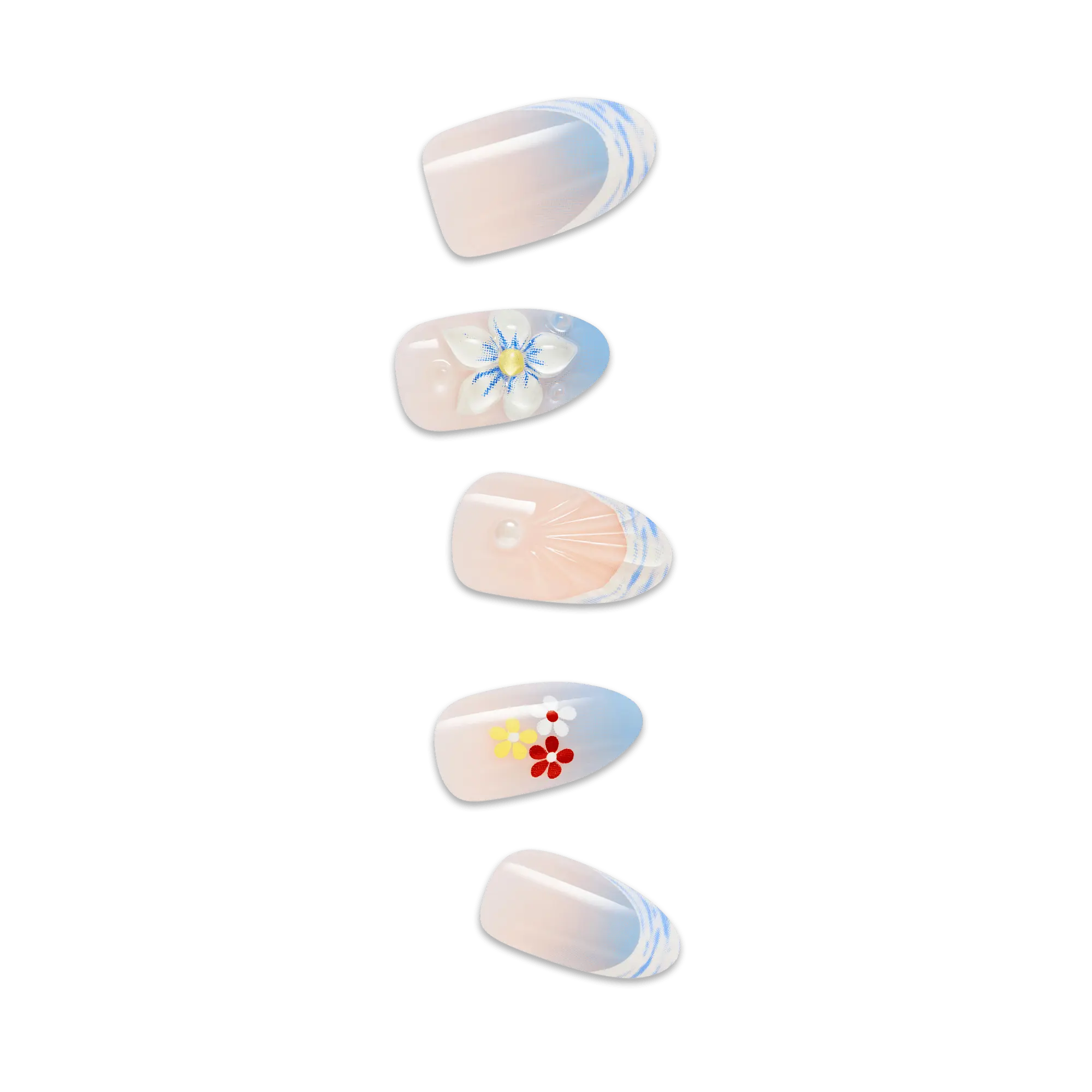 Impress Design No Glue Fake Press On Nails - Amerie | French Design, Multicolor, Medium, Almond, Manicure