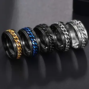 Men’s Unique Ring with Rotatable Stainless Steel Chain Design KT Jewellery
