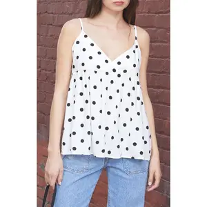 John Galt Women's White Polka Dot Edith Tank Top