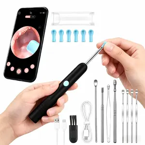 Wireless Visual Ear Pick Set, HD Earwax Removal Camera, Portable WiFi Ear Endoscope with 6 LED Lights, Waterproof Silicone Tips for Adults & Household Use Ear Pick Set