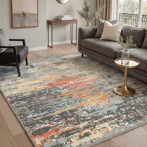 【Deals For You Days】GENIMO Area Rug – Soft, Non-Slip, Pet Friendly, Machine Washable Floor Rug, Home Carpet, Stylish Decor for LivingRoom，Bedroom ,ARA003-OCHRE MARBLE