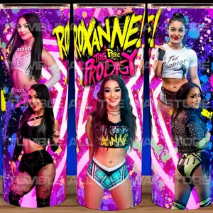 Roxanne Perez The Prodigy Wrestling Bad Girl Cup Mug Tumbler 20oz Stainless Steel Tumbler with Slide Closure Lid, Reusable Plastic Straw, Handmade Design - Drinkware