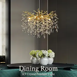 Crystal Tree Branches Chandeliers 45cm Luxury Round Raindrop Pendant Light Fixture Ceiling Hanging Light, Modern Creative Round Luxury Crystal Chandelier Modern LED Ceiling Lights For Living Room Bedroom Kitchen Decoration Chandeliers Home Decoration
