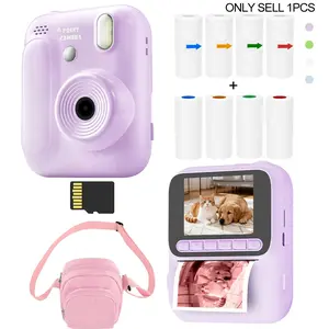 Instant Print Camera, Mini 48mp Selfie Digital Camera, Christmas Gift Choice, Supports 1080P Instant Printing, Includes 4 Rolls Paper and 32GB Card