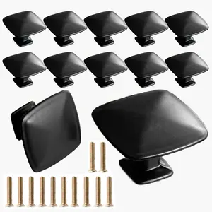 12 Pack Matte Black Square Cabinet Knobs – Modern Minimalist Drawer Pulls with Mounting Screws, Sleek Square-Shaped Knobs for Kitchen Cabinets, Bathroom Vanities, Dressers, Wardrobes, Nightstands, Bookcases and Home Improvement Projects