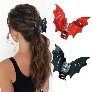 4-Pack Bat Hair Claw Clips, Punk Style Hair Accessories for Women & Girls, Ponytail/Bun Holder for Party & Everyday Outfits, Halloween Gift Idea