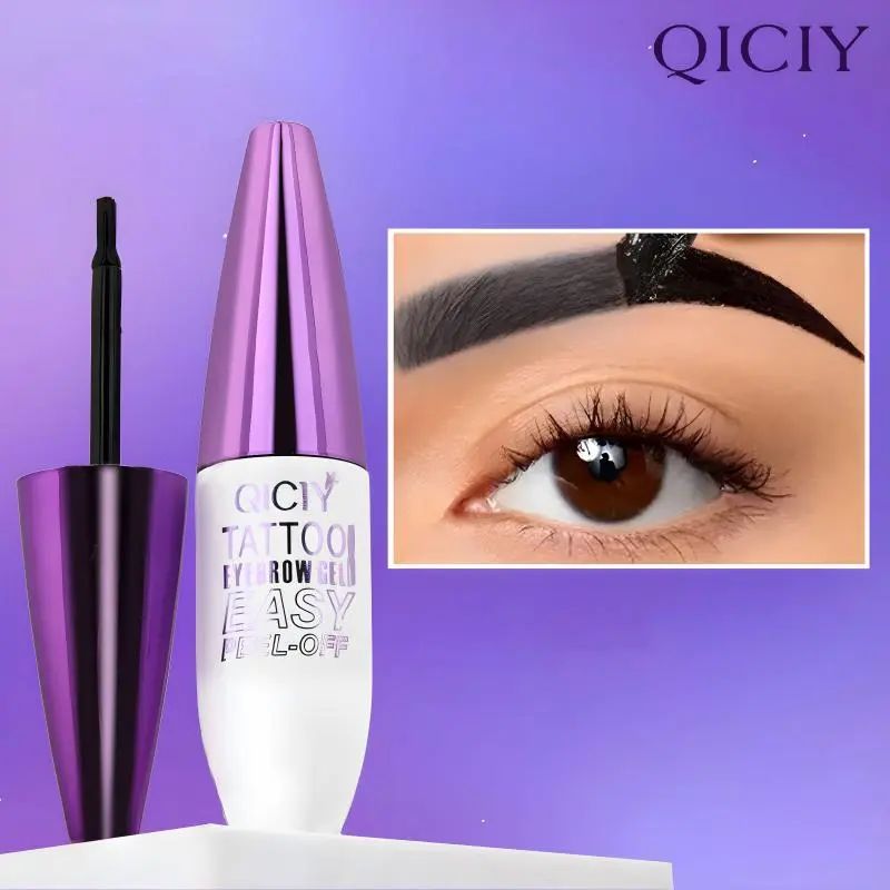 Peel-Off Eyebrow Gel Makeup, Waterproof & Sweatproof Brow Tint Eyebrow Gels, Long-Lasting Black/Brown Tattoo Shades, Film-Forming, Medium Coverage for All Skin Types, Cosmetic, Glow Waterproof Eyebrow Gels