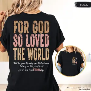 For God So Loved The World Shirt, Bible Verse Tee, John 3:16, Womens Christian,Church Shirt,Religious Tee,Inspirational Gift