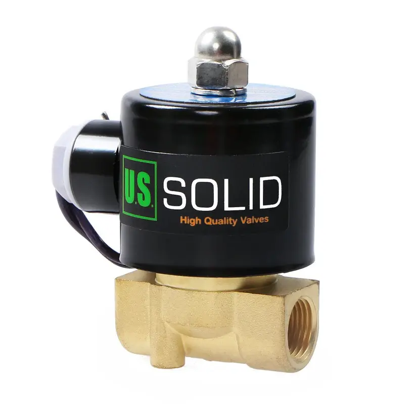 U.S. Solid 3/8" Electric Solenoid Valve Brass 12-VDC VITON Normally Closed