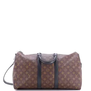 Pre-owned Louis Vuitton Canvas Coated Travel Bags Keepall Bandouliere Bag Macassar Monogram Canvas 45 by Rebag