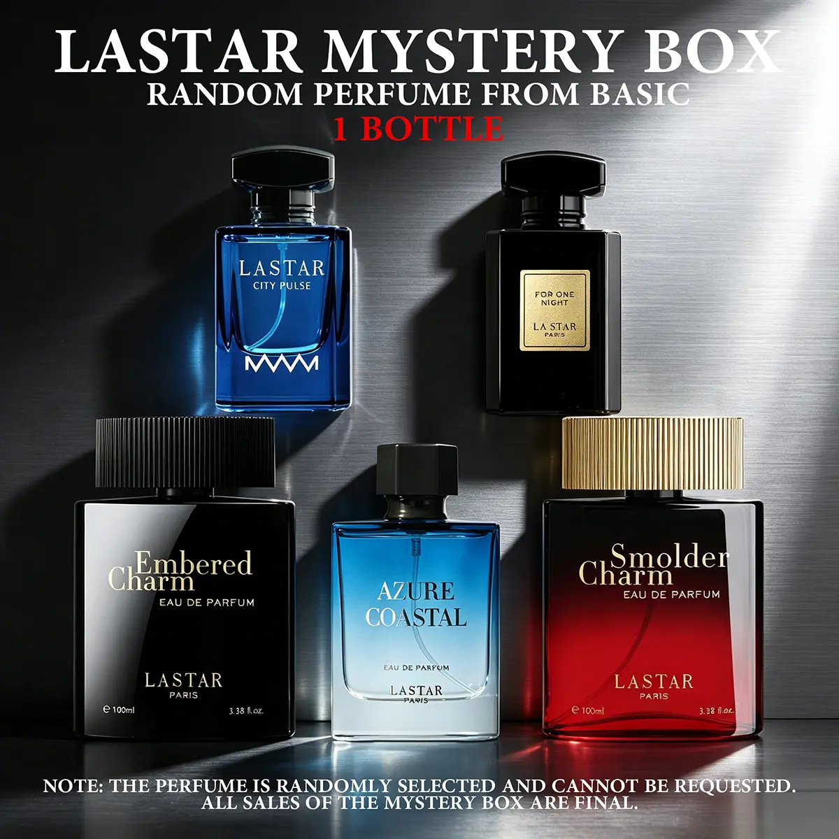 LASTAR Men's Perfume Mystery Box｜5 Premium Fragrances Pick 1: Vanilla / Oriental / Chypre / Marine / Woody. Surprise Gift, Ideal for Anniversaries & Holidays