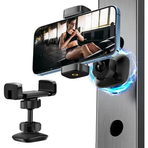 Portable Gym Magnetic Phone Holder with Magnet Base Attach to Metal Surface, 360 Adjustable Gym Phone Magnet Mount Compatible with All Smartphones，TikTokShopBlackFriday