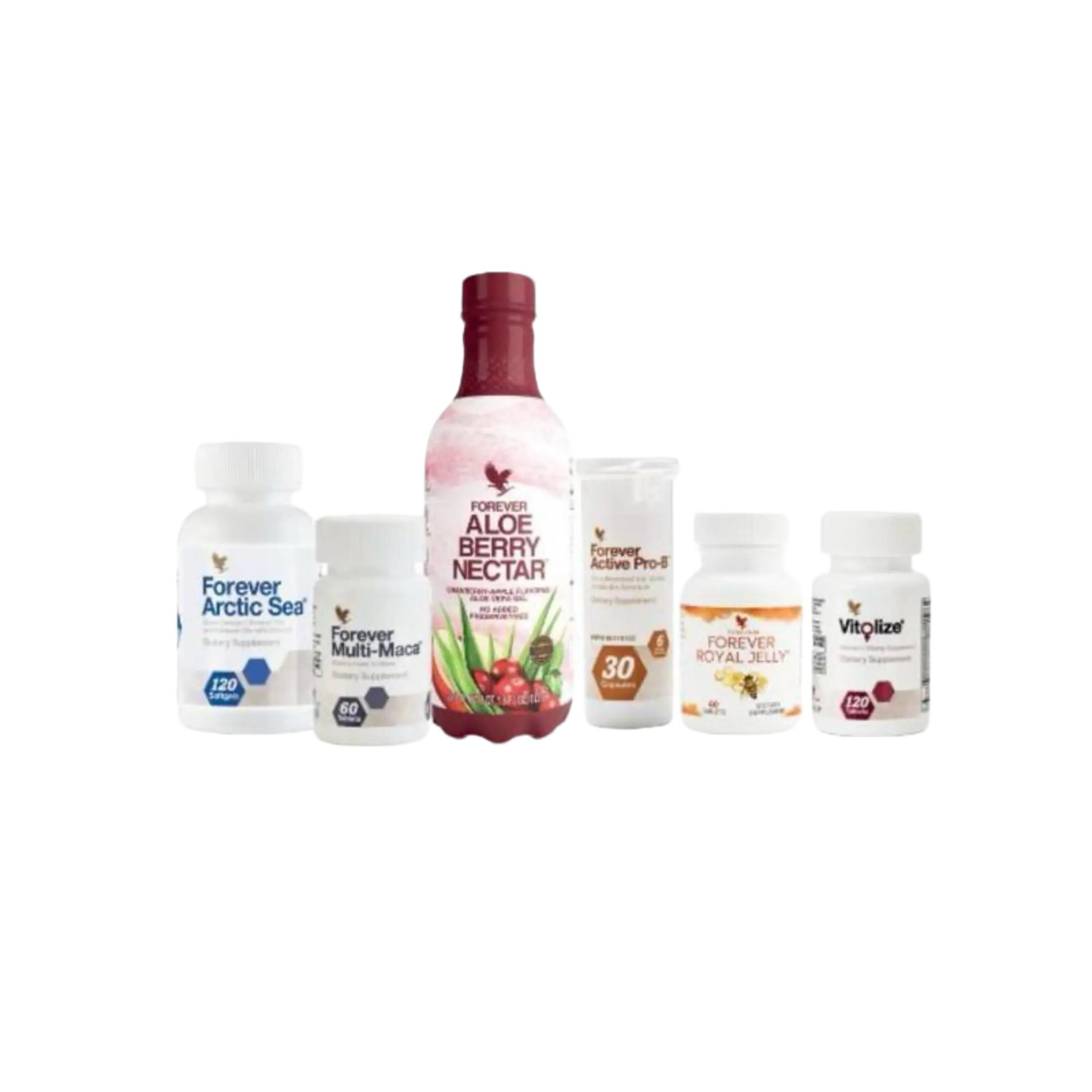 Women's Forever Wellness Dietary Supplement Bundle - Includes Arctic Sea, Multi-Micol, Aloe Berry Nectar, Active Pro-8, Royal Jelly & Vitolize Vitamin Supplements